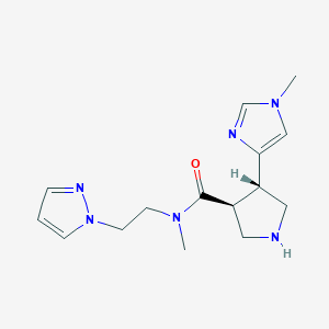 molecular formula C15H22N6O B7360060 (3S,4S)-N-methyl-4-(1-methylimidazol-4-yl)-N-(2-pyrazol-1-ylethyl)pyrrolidine-3-carboxamide 