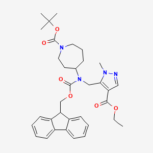 molecular formula C34H42N4O6 B7360076 tert-butyl 4-[(4-ethoxycarbonyl-2-methylpyrazol-3-yl)methyl-(9H-fluoren-9-ylmethoxycarbonyl)amino]azepane-1-carboxylate 