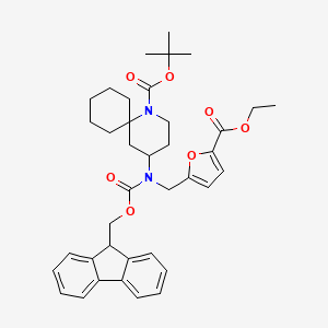 molecular formula C38H46N2O7 B7360077 tert-butyl 4-[(5-ethoxycarbonylfuran-2-yl)methyl-(9H-fluoren-9-ylmethoxycarbonyl)amino]-1-azaspiro[5.5]undecane-1-carboxylate 