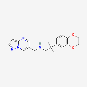 molecular formula C19H22N4O2 B7360093 2-(2,3-dihydro-1,4-benzodioxin-6-yl)-2-methyl-N-(pyrazolo[1,5-a]pyrimidin-6-ylmethyl)propan-1-amine 