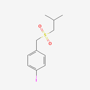 molecular formula C11H15IO2S B7360099 1-Iodo-4-(2-methylpropylsulfonylmethyl)benzene 