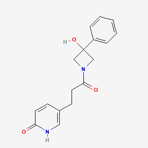 molecular formula C17H18N2O3 B7360106 5-[3-(3-hydroxy-3-phenylazetidin-1-yl)-3-oxopropyl]-1H-pyridin-2-one 