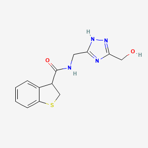 molecular formula C13H14N4O2S B7360129 N-[[3-(hydroxymethyl)-1H-1,2,4-triazol-5-yl]methyl]-2,3-dihydro-1-benzothiophene-3-carboxamide 
