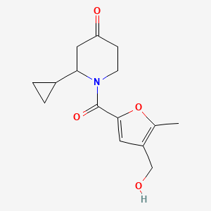 molecular formula C15H19NO4 B7360134 2-Cyclopropyl-1-[4-(hydroxymethyl)-5-methylfuran-2-carbonyl]piperidin-4-one 