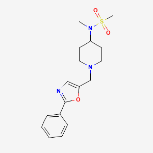 molecular formula C17H23N3O3S B7360142 N-methyl-N-[1-[(2-phenyl-1,3-oxazol-5-yl)methyl]piperidin-4-yl]methanesulfonamide 