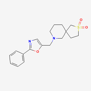 molecular formula C18H22N2O3S B7360144 9-[(2-Phenyl-1,3-oxazol-5-yl)methyl]-2lambda6-thia-9-azaspiro[4.5]decane 2,2-dioxide 