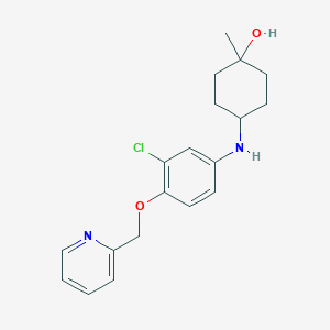 molecular formula C19H23ClN2O2 B7360165 4-[3-Chloro-4-(pyridin-2-ylmethoxy)anilino]-1-methylcyclohexan-1-ol 