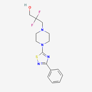 molecular formula C15H18F2N4OS B7360171 2,2-Difluoro-3-[4-(3-phenyl-1,2,4-thiadiazol-5-yl)piperazin-1-yl]propan-1-ol 