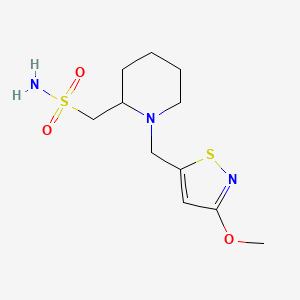 molecular formula C11H19N3O3S2 B7360229 [1-[(3-Methoxy-1,2-thiazol-5-yl)methyl]piperidin-2-yl]methanesulfonamide 