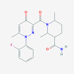 molecular formula C20H23FN4O3 B7360251 1-[1-(2-Fluorophenyl)-6-methyl-4-oxopyridazine-3-carbonyl]-2,6-dimethylpiperidine-3-carboxamide 