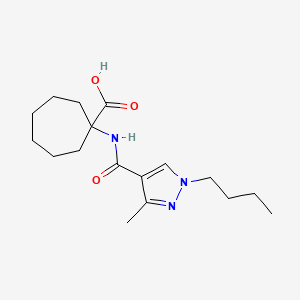 molecular formula C17H27N3O3 B7360259 1-[(1-Butyl-3-methylpyrazole-4-carbonyl)amino]cycloheptane-1-carboxylic acid 