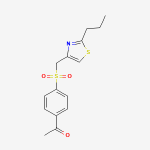 molecular formula C15H17NO3S2 B7360261 1-[4-[(2-Propyl-1,3-thiazol-4-yl)methylsulfonyl]phenyl]ethanone 