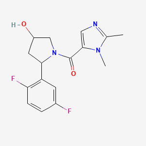 molecular formula C16H17F2N3O2 B7360271 [2-(2,5-Difluorophenyl)-4-hydroxypyrrolidin-1-yl]-(2,3-dimethylimidazol-4-yl)methanone 