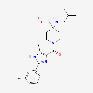 molecular formula C22H32N4O2 B7360290 [4-(hydroxymethyl)-4-(2-methylpropylamino)piperidin-1-yl]-[5-methyl-2-(3-methylphenyl)-1H-imidazol-4-yl]methanone 