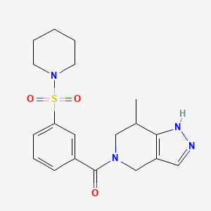 molecular formula C19H24N4O3S B7360308 (7-Methyl-1,4,6,7-tetrahydropyrazolo[4,3-c]pyridin-5-yl)-(3-piperidin-1-ylsulfonylphenyl)methanone 