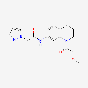 molecular formula C17H20N4O3 B7360344 N-[1-(2-methoxyacetyl)-3,4-dihydro-2H-quinolin-7-yl]-2-pyrazol-1-ylacetamide 