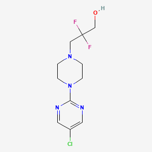 molecular formula C11H15ClF2N4O B7360355 3-[4-(5-Chloropyrimidin-2-yl)piperazin-1-yl]-2,2-difluoropropan-1-ol 