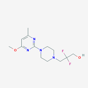 molecular formula C13H20F2N4O2 B7360357 2,2-Difluoro-3-[4-(4-methoxy-6-methylpyrimidin-2-yl)piperazin-1-yl]propan-1-ol 