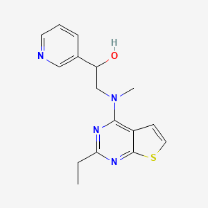 molecular formula C16H18N4OS B7360365 2-[(2-Ethylthieno[2,3-d]pyrimidin-4-yl)-methylamino]-1-pyridin-3-ylethanol 