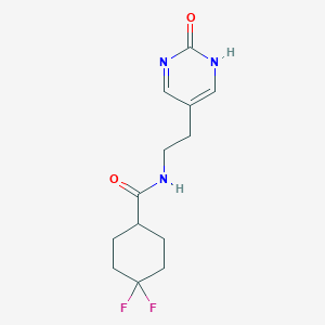 molecular formula C13H17F2N3O2 B7360367 4,4-difluoro-N-[2-(2-oxo-1H-pyrimidin-5-yl)ethyl]cyclohexane-1-carboxamide 