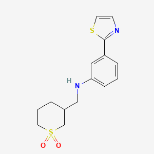 molecular formula C15H18N2O2S2 B7360380 N-[(1,1-dioxothian-3-yl)methyl]-3-(1,3-thiazol-2-yl)aniline 