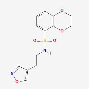 molecular formula C13H14N2O5S B7360394 N-[2-(1,2-oxazol-4-yl)ethyl]-2,3-dihydro-1,4-benzodioxine-5-sulfonamide 