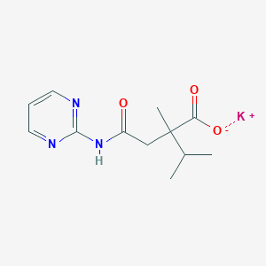 molecular formula C12H16KN3O3 B7360415 Potassium;2-methyl-4-oxo-2-propan-2-yl-4-(pyrimidin-2-ylamino)butanoate 