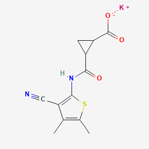 molecular formula C12H11KN2O3S B7360420 Potassium;2-[(3-cyano-4,5-dimethylthiophen-2-yl)carbamoyl]cyclopropane-1-carboxylate 