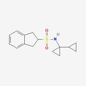 molecular formula C15H19NO2S B7360456 N-(1-cyclopropylcyclopropyl)-2,3-dihydro-1H-indene-2-sulfonamide 