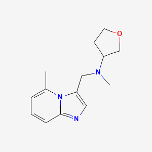 molecular formula C14H19N3O B7360496 N-methyl-N-[(5-methylimidazo[1,2-a]pyridin-3-yl)methyl]oxolan-3-amine 
