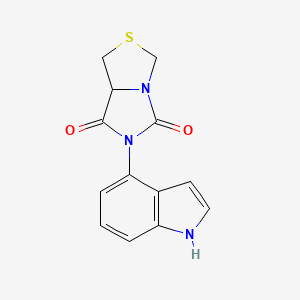 molecular formula C13H11N3O2S B7360531 6-(1H-indol-4-yl)-3,7a-dihydro-1H-imidazo[1,5-c][1,3]thiazole-5,7-dione 