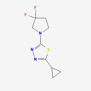 molecular formula C9H11F2N3S B7360535 2-Cyclopropyl-5-(3,3-difluoropyrrolidin-1-yl)-1,3,4-thiadiazole 