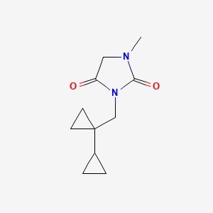 molecular formula C11H16N2O2 B7360545 3-[(1-Cyclopropylcyclopropyl)methyl]-1-methylimidazolidine-2,4-dione 