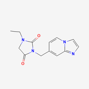 molecular formula C13H14N4O2 B7360558 1-Ethyl-3-(imidazo[1,2-a]pyridin-7-ylmethyl)imidazolidine-2,4-dione 