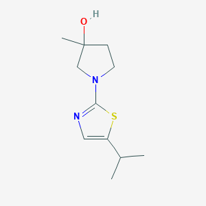 molecular formula C11H18N2OS B7360610 3-Methyl-1-(5-propan-2-yl-1,3-thiazol-2-yl)pyrrolidin-3-ol 