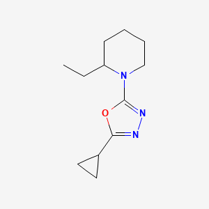 molecular formula C12H19N3O B7360621 2-Cyclopropyl-5-(2-ethylpiperidin-1-yl)-1,3,4-oxadiazole 