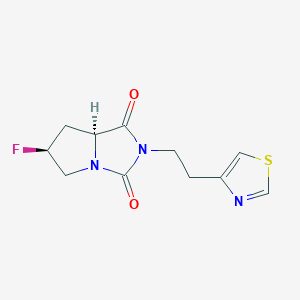 molecular formula C11H12FN3O2S B7360808 (6S,7aS)-6-fluoro-2-[2-(1,3-thiazol-4-yl)ethyl]-5,6,7,7a-tetrahydropyrrolo[1,2-c]imidazole-1,3-dione 