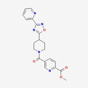 molecular formula C20H19N5O4 B7366537 Methyl 5-[4-(3-pyridin-2-yl-1,2,4-oxadiazol-5-yl)piperidine-1-carbonyl]pyridine-2-carboxylate 