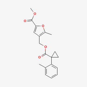 molecular formula C19H20O5 B7366850 Methyl 5-methyl-4-[[1-(2-methylphenyl)cyclopropanecarbonyl]oxymethyl]furan-2-carboxylate 