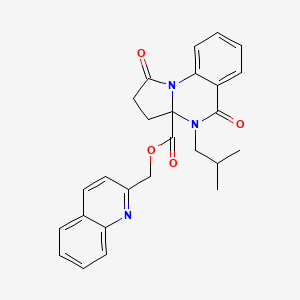 molecular formula C26H25N3O4 B7368549 Quinolin-2-ylmethyl 4-(2-methylpropyl)-1,5-dioxo-2,3-dihydropyrrolo[1,2-a]quinazoline-3a-carboxylate 