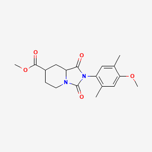 molecular formula C18H22N2O5 B7369155 methyl 2-(4-methoxy-2,5-dimethylphenyl)-1,3-dioxo-6,7,8,8a-tetrahydro-5H-imidazo[1,5-a]pyridine-7-carboxylate 