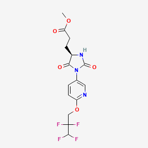 molecular formula C15H15F4N3O5 B7369181 methyl 3-[(4R)-2,5-dioxo-1-[6-(2,2,3,3-tetrafluoropropoxy)pyridin-3-yl]imidazolidin-4-yl]propanoate 