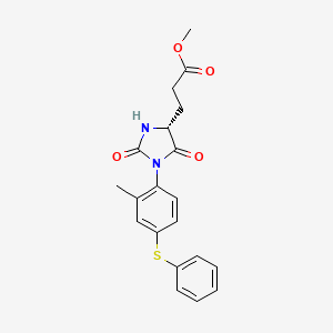 molecular formula C20H20N2O4S B7369184 methyl 3-[(4R)-1-(2-methyl-4-phenylsulfanylphenyl)-2,5-dioxoimidazolidin-4-yl]propanoate 