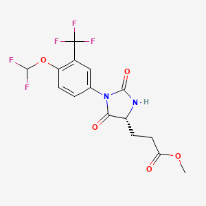 molecular formula C15H13F5N2O5 B7369192 methyl 3-[(4R)-1-[4-(difluoromethoxy)-3-(trifluoromethyl)phenyl]-2,5-dioxoimidazolidin-4-yl]propanoate 