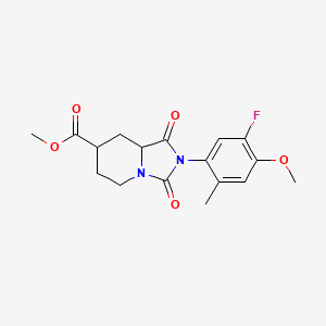 molecular formula C17H19FN2O5 B7369242 methyl 2-(5-fluoro-4-methoxy-2-methylphenyl)-1,3-dioxo-6,7,8,8a-tetrahydro-5H-imidazo[1,5-a]pyridine-7-carboxylate 