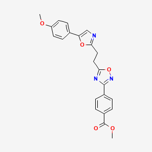 molecular formula C22H19N3O5 B7370105 Methyl 4-[5-[2-[5-(4-methoxyphenyl)-1,3-oxazol-2-yl]ethyl]-1,2,4-oxadiazol-3-yl]benzoate 