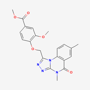 molecular formula C21H20N4O5 B7371430 Methyl 4-[(4,7-dimethyl-5-oxo-[1,2,4]triazolo[4,3-a]quinazolin-1-yl)methoxy]-3-methoxybenzoate 