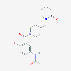 N-[4-fluoro-3-[4-[(2-oxopiperidin-1-yl)methyl]piperidine-1-carbonyl]phenyl]acetamide