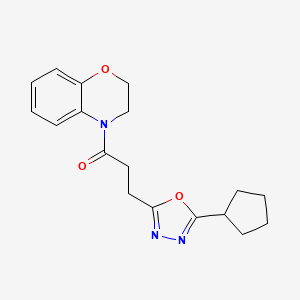 3-(5-Cyclopentyl-1,3,4-oxadiazol-2-yl)-1-(2,3-dihydro-1,4-benzoxazin-4-yl)propan-1-one