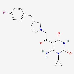 6-Amino-1-cyclopropyl-5-[2-[3-[(4-fluorophenyl)methyl]pyrrolidin-1-yl]acetyl]pyrimidine-2,4-dione